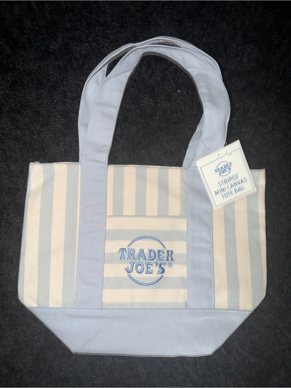 Trader Joe’s Blue & Cream Striped Mini Canvas Tote Bag